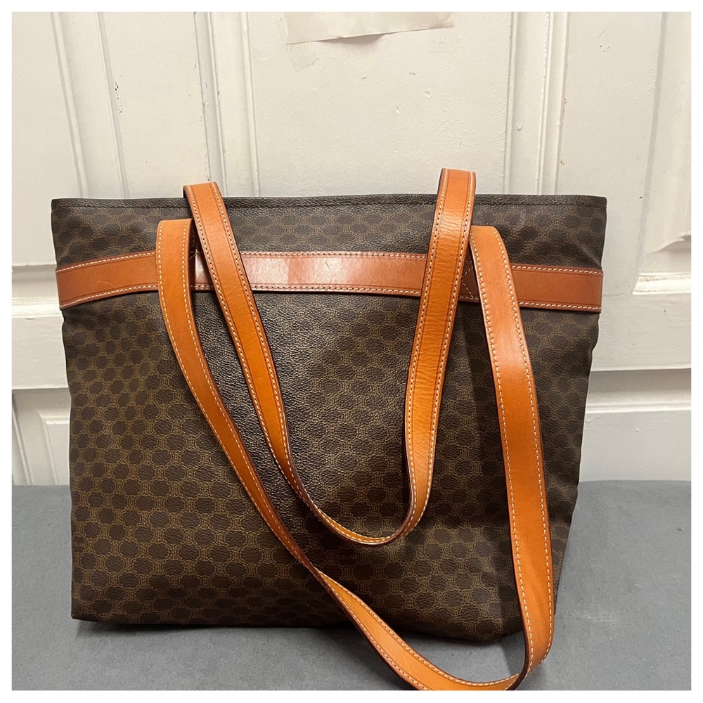 Authentic Celine Brown Monogram Leather Shoulder … - image 3